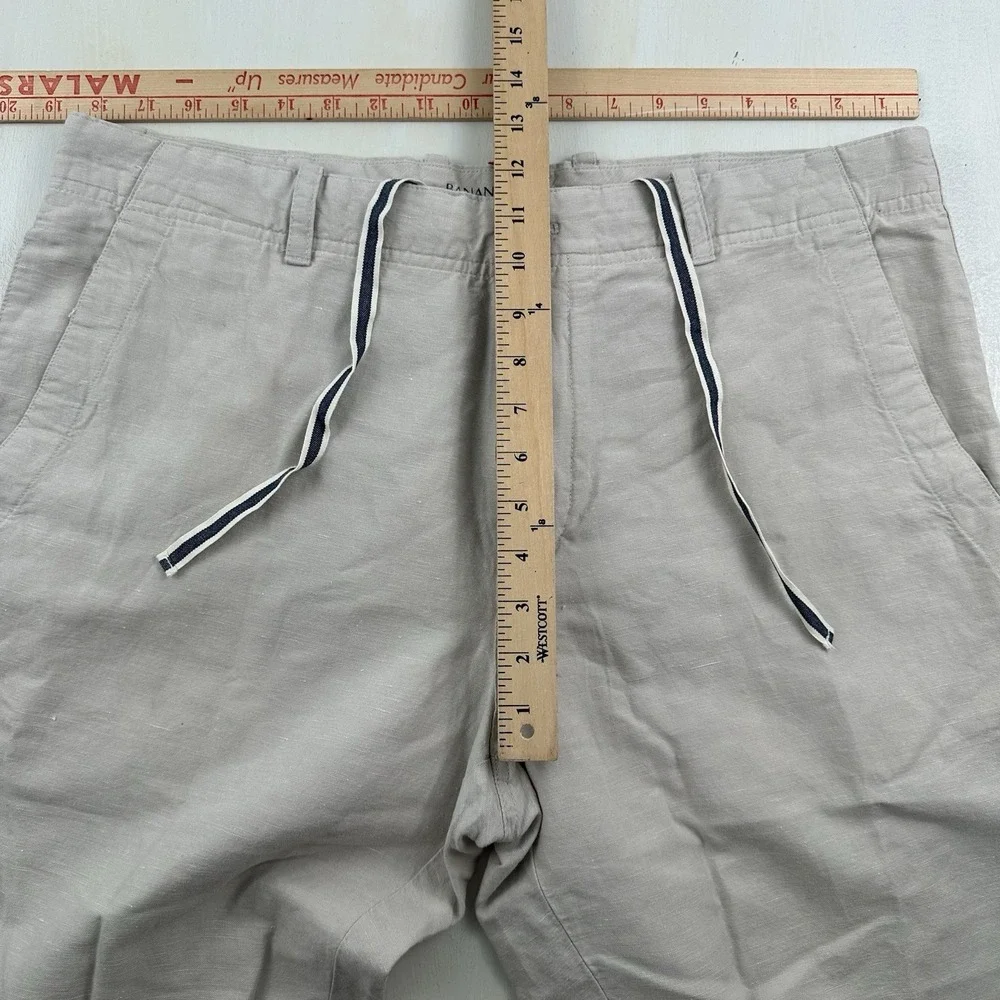 Y2K Banana Republic Linen Cotton Relaxed Pants Men 36x32 Lightweight Tan‎ Loose